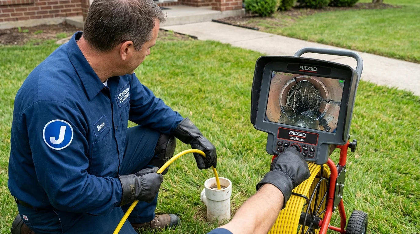 Sewer camera inspection being performed by Johns Plumbing LLC in Carterville